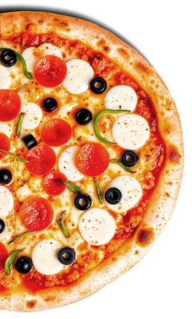 Vista de cima de uma deliciosa pizza