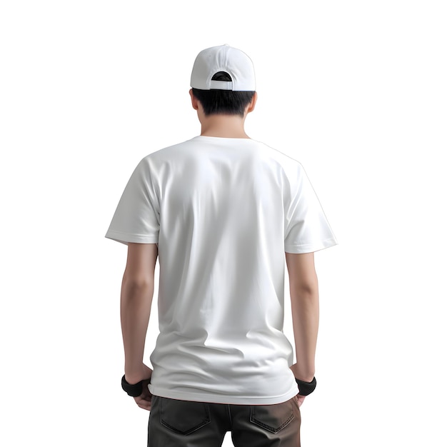 PSD grátis vista traseira de um homem de camisa branca isolado em fundo branco