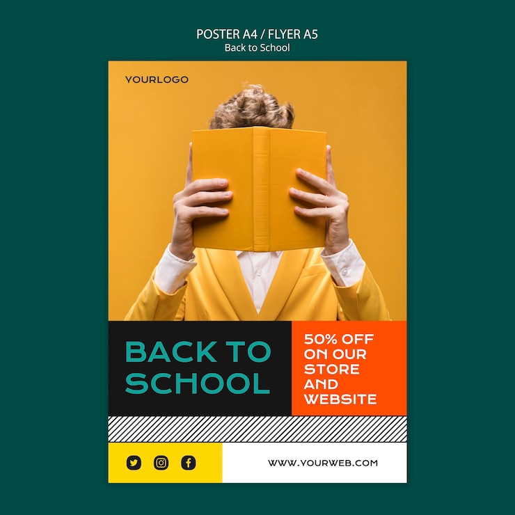 PSD grátis volta ao modelo de cartaz da escola