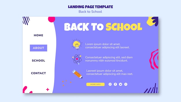 PSD grátis voltar ao modelo de página de destino da escola