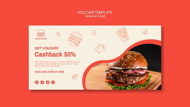 Voucher para restaurante de hambúrguer