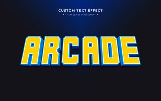 PSD grátis yellow and blue arcade 3d text style effect