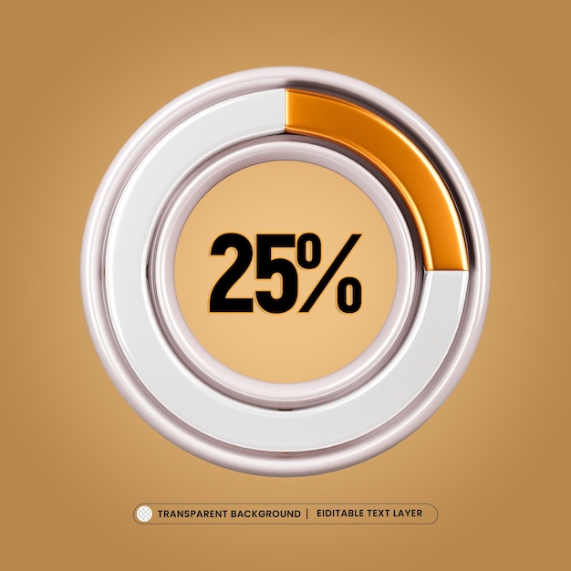 25 Circular Progress loading bar icon 3d render