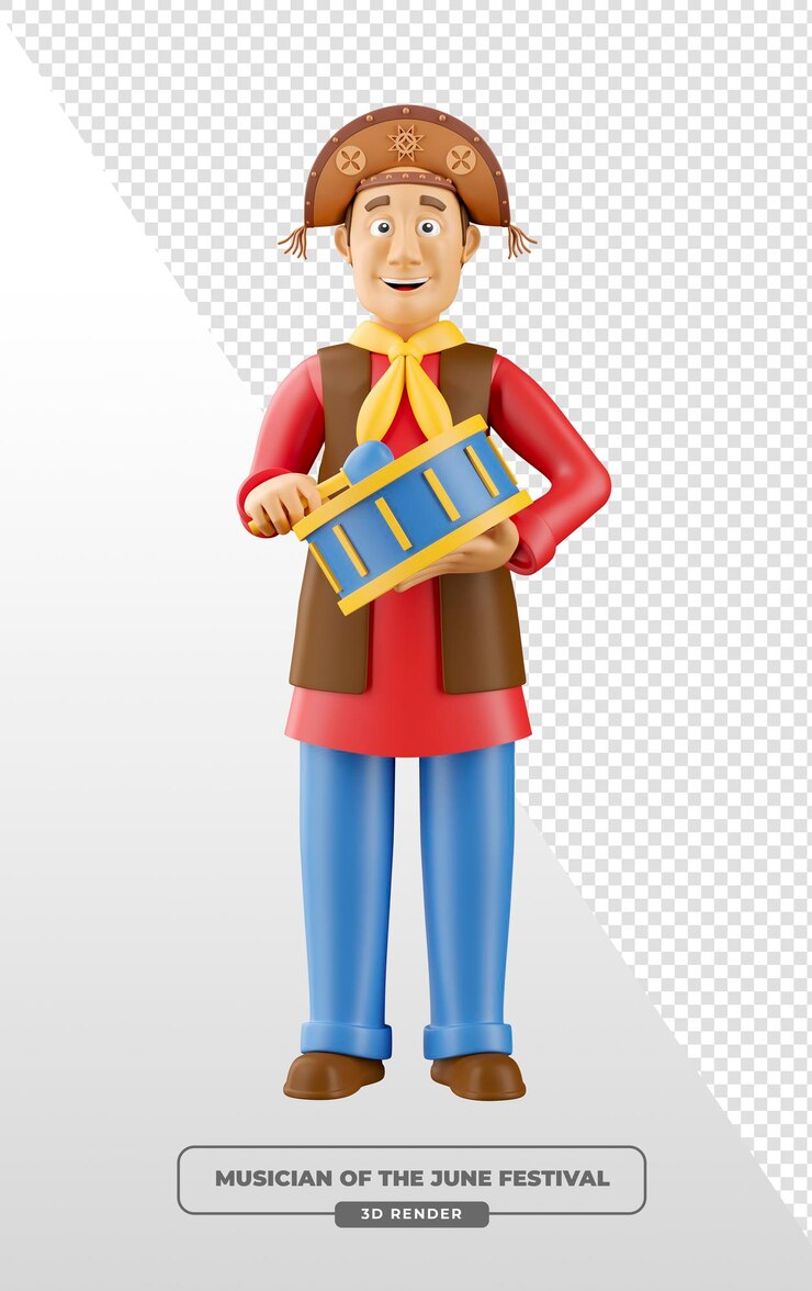 Miễn phí PSD 3d cartoon of a brazilian musician for june festival