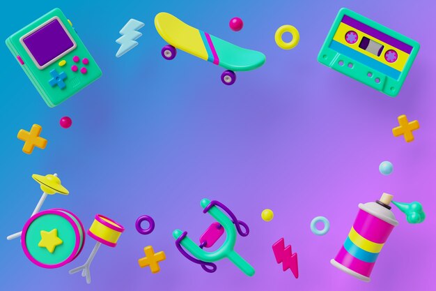 3d rendering of  90s elements sales background