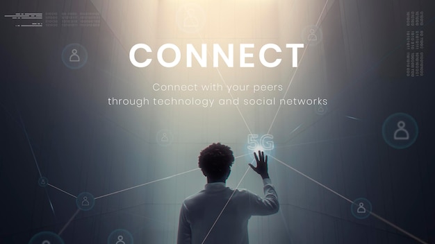 5g global network technology template psd futuristic presentation