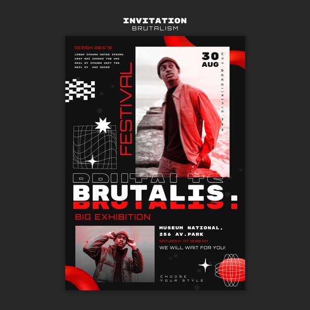 brutalism style invitation template