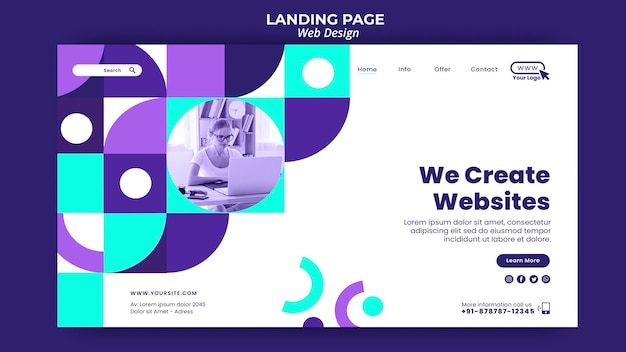 Creating websites landing page template