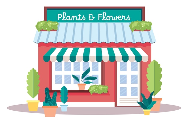 flat design shop building illustration isolated