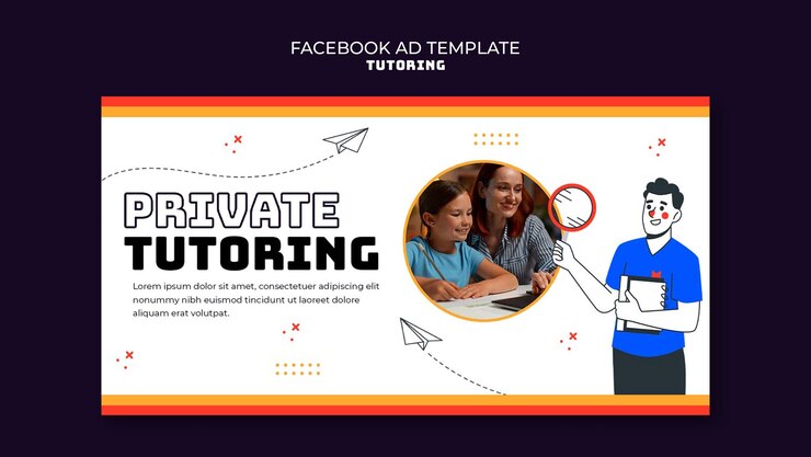 Miễn phí PSD flat design tutoring job facebook template