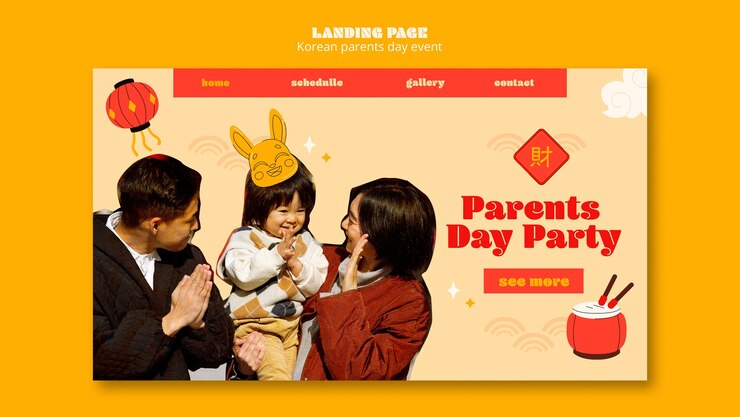 Miễn phí PSD korean parents day landing page