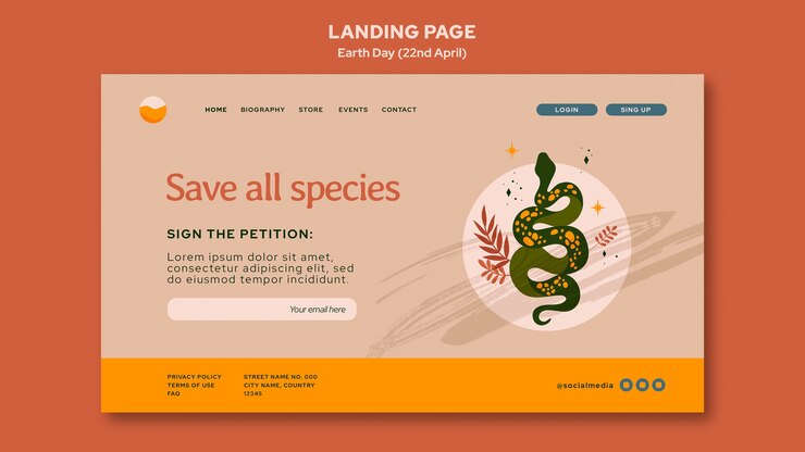 Miễn phí PSD landing page template for earth day