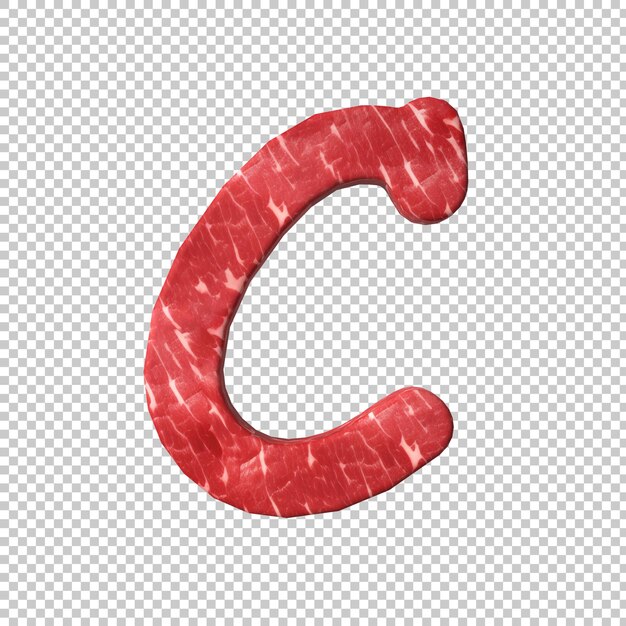 raw meat alphabet on transparent background