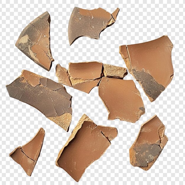 Shattered Pottery Fragments of a Clay Vessel