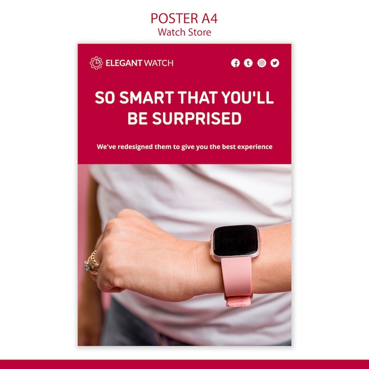 Miễn phí PSD so smart watch store poster template