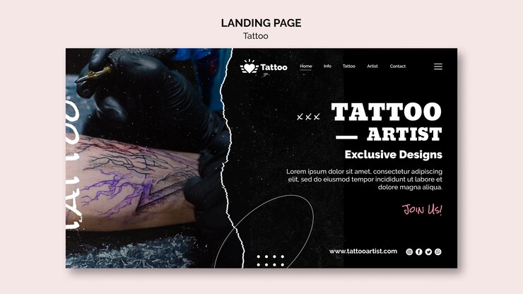 Miễn phí PSD tattoo artist landing page template