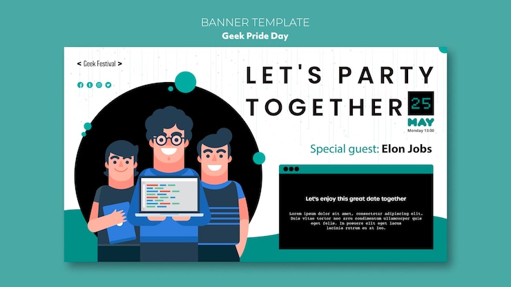 Miễn phí PSD thiết kế banner ngày tự hào geek