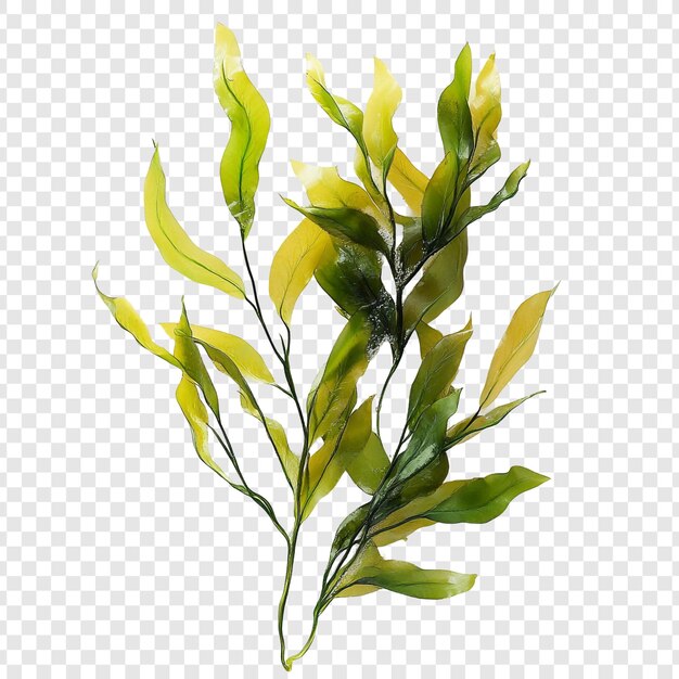 Vibrant Green Seaweed Branch Underwater Flora