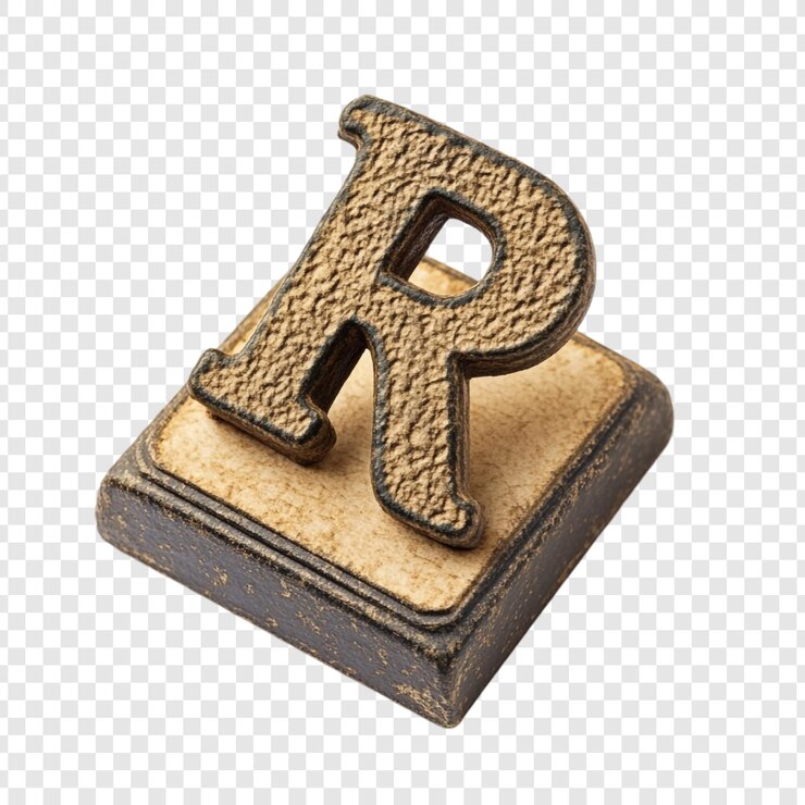 Miễn phí PSD vintage letterpress block capital r