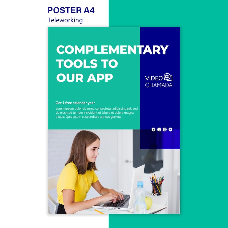 Miễn phí PSD working from home poster template