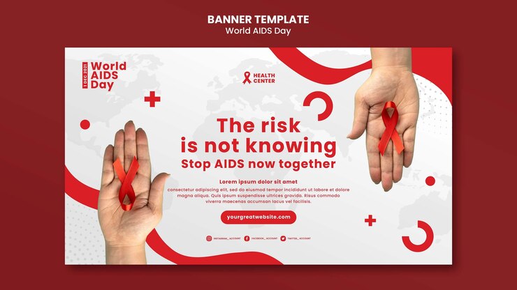Miễn phí PSD world aids day banner template with red details