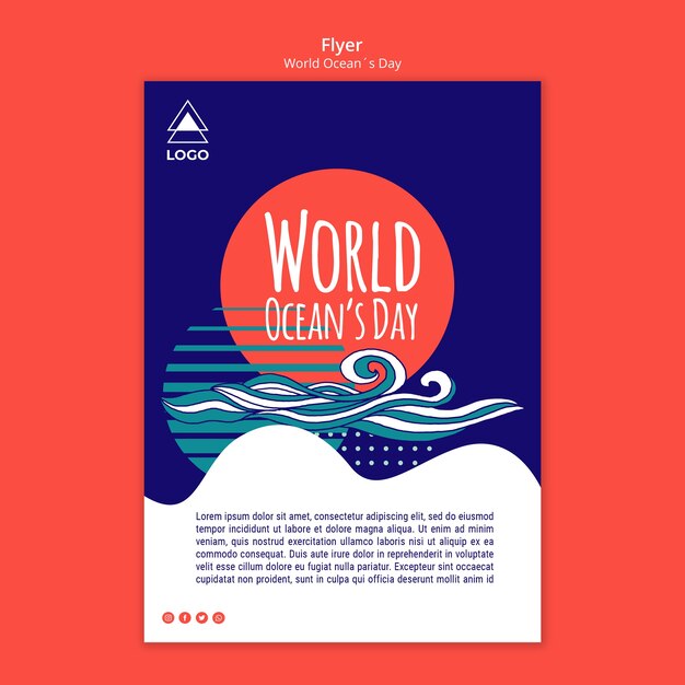 world ocean day flyer template