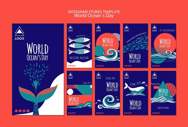 world ocean day instagram stories template