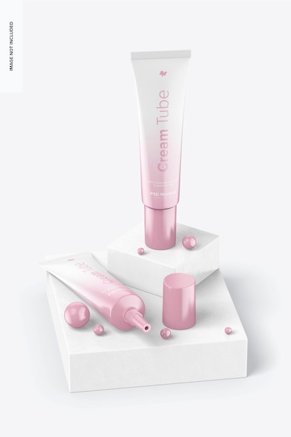 0.5 Oz Tube Mockup, on Podiums