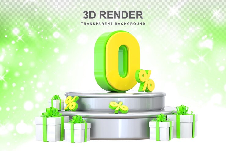 PSD 0 por ciento de promoción con regalo 3d