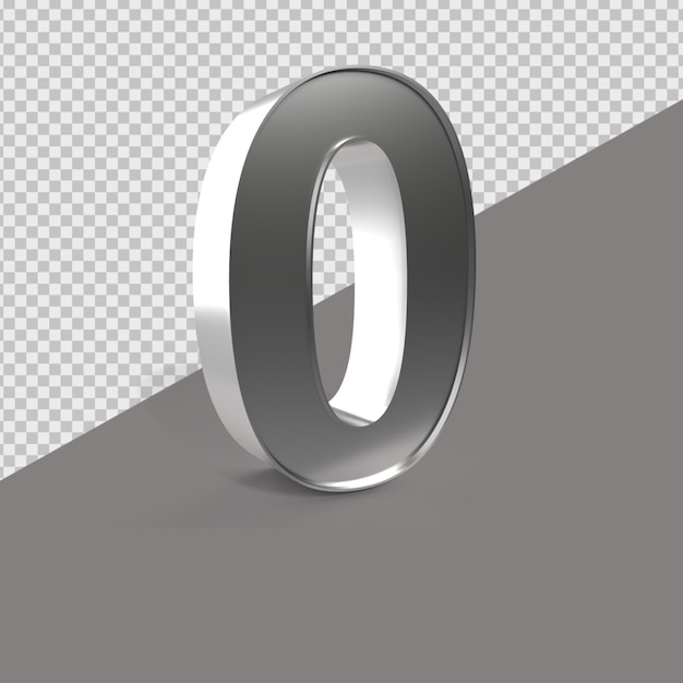 0 Nummer 3D render Silver Style