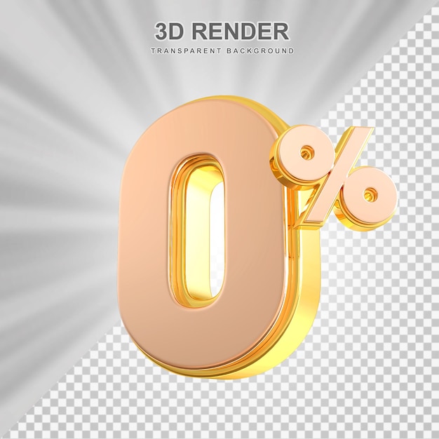 0 Percent Discount Sale Off Gold Number