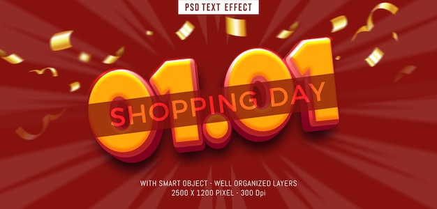 0101 banner realista del día de compras con efecto de estilo 3d