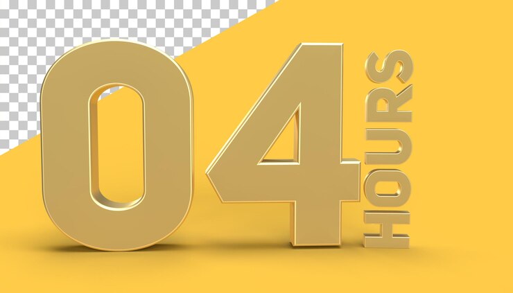 PSD 04 horas representación 3d en materiales dorados ilustración 3d de alta calidad