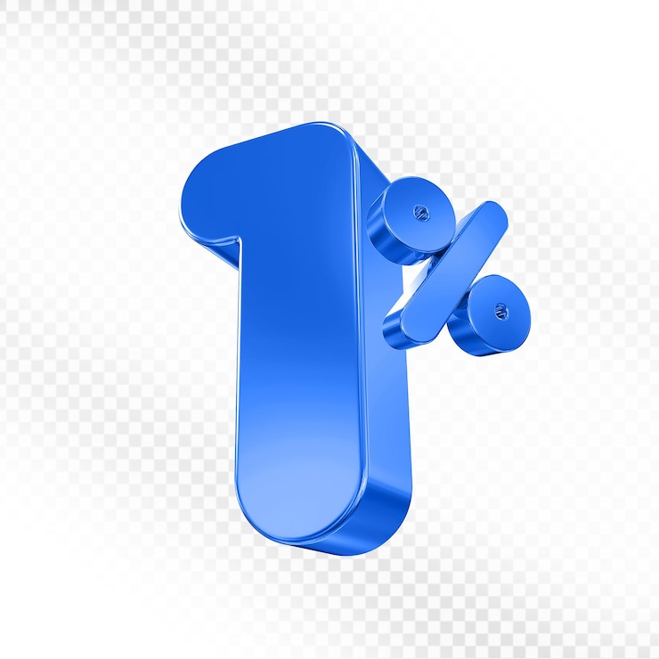 PSD 1 por ciento de descuento en blue 3d promoción