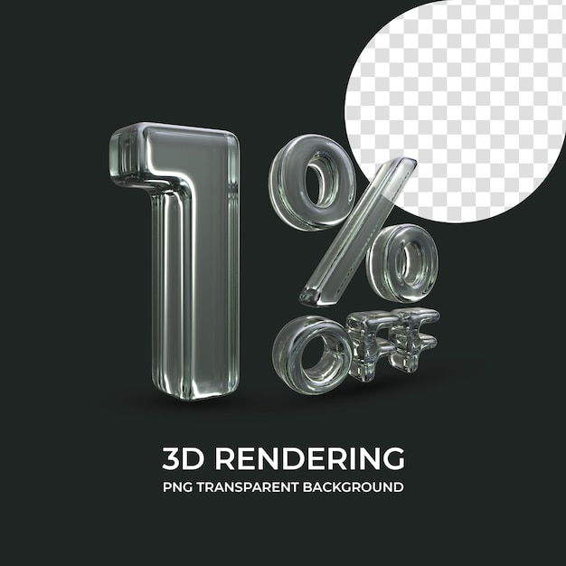 1 por ciento de descuento en renderizado 3d fondo transparente aislado