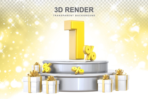 PSD 1 por ciento de promoción con regalo 3d