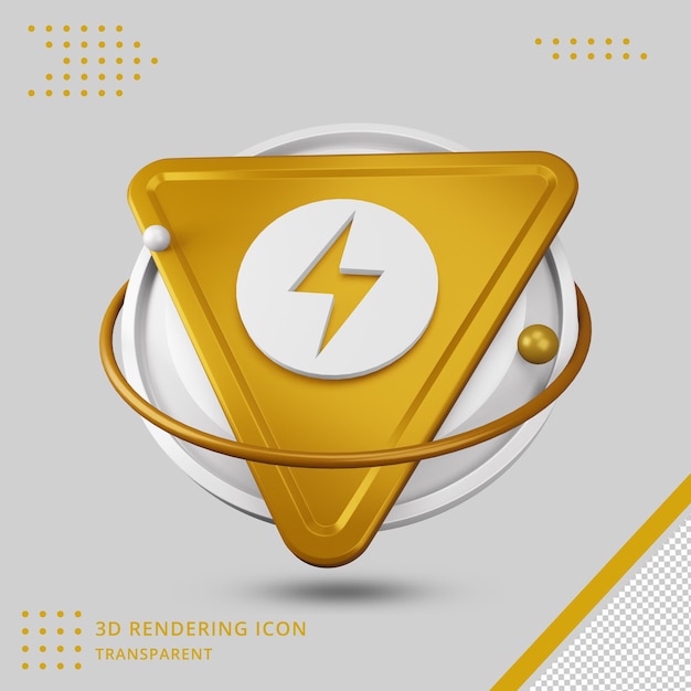 1 icono de rayo dorado en renderizado 3d
