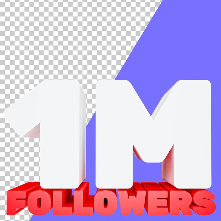 PSD 1 juta pengikut logo 3d untuk postingan media sosial facebook youtube instagram tiktok