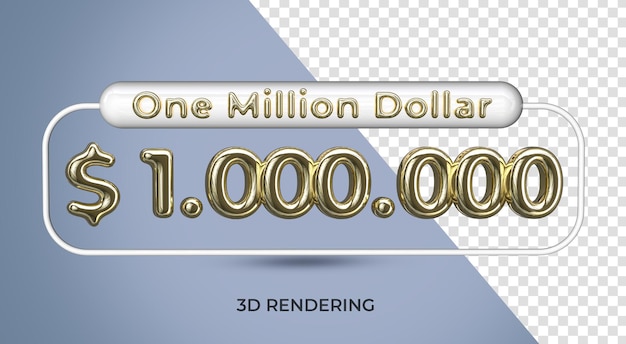 1-millionen-dollar-plakatdesign mit goldfarbenem 3d-rendering