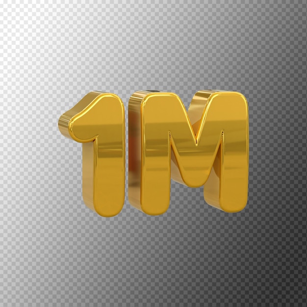1 millón de seguidores etiqueta de número 3d para el concepto de promoción de venta de seguidores por renderizado 3d