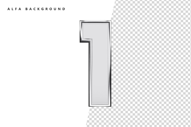 1 numero d'argento con rendering 3d