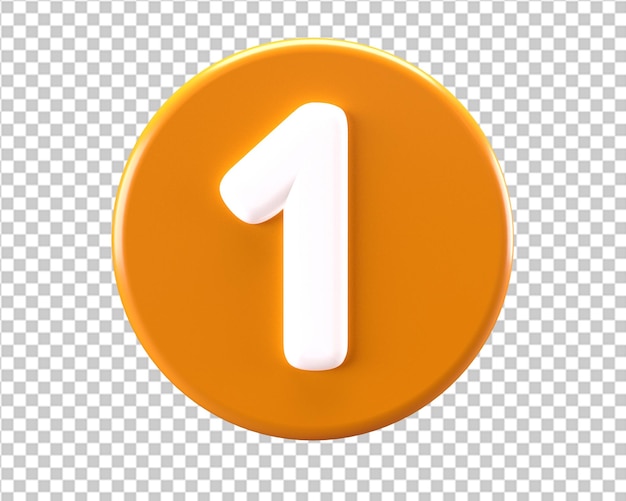1 número dorado un círculo 3d render