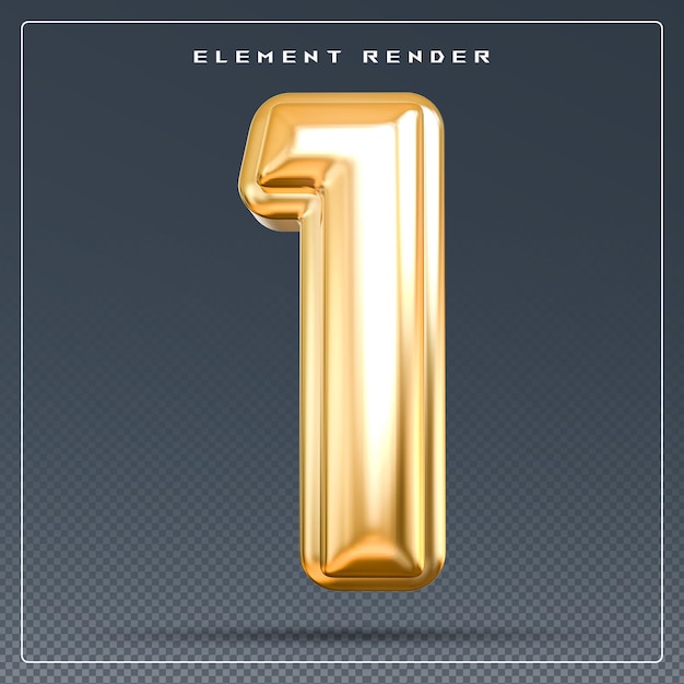 1 número de oro render 3d