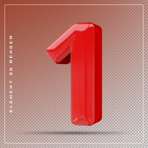 1 numéro de rendu 3d rouge