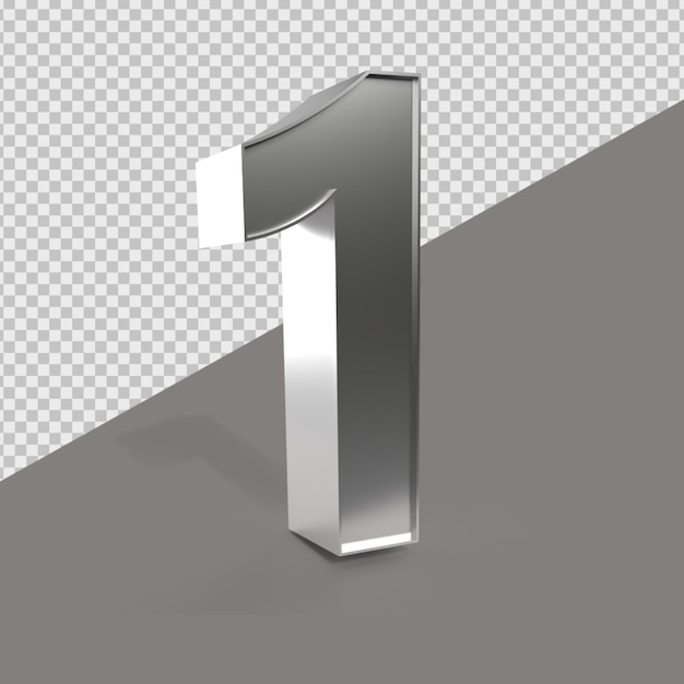 1 numéro de rendu 3D Style argent