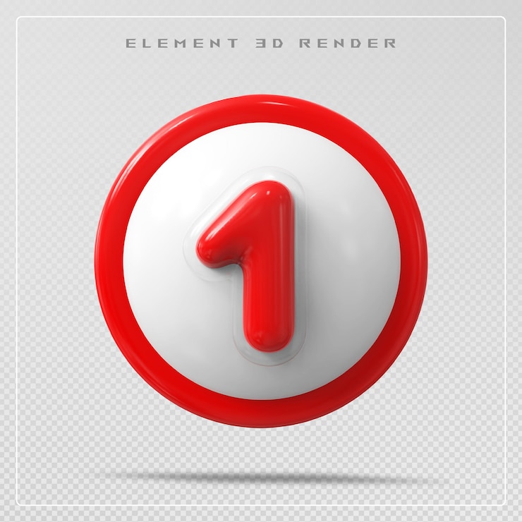 PSD 1 número rojo render 3d