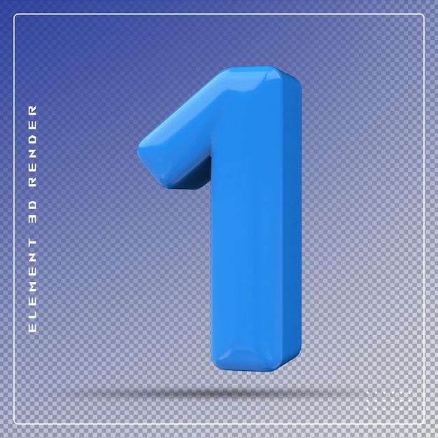 1 Nummer blau 3D-Rendering