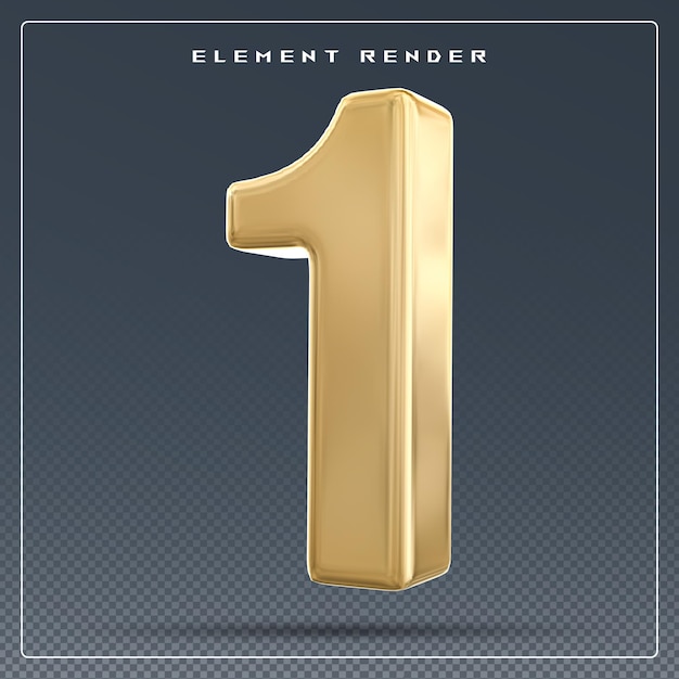 1 Nummer Gold 3D-Rendering
