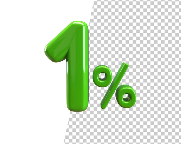 1 porcentaje uno descuento venta 3d render