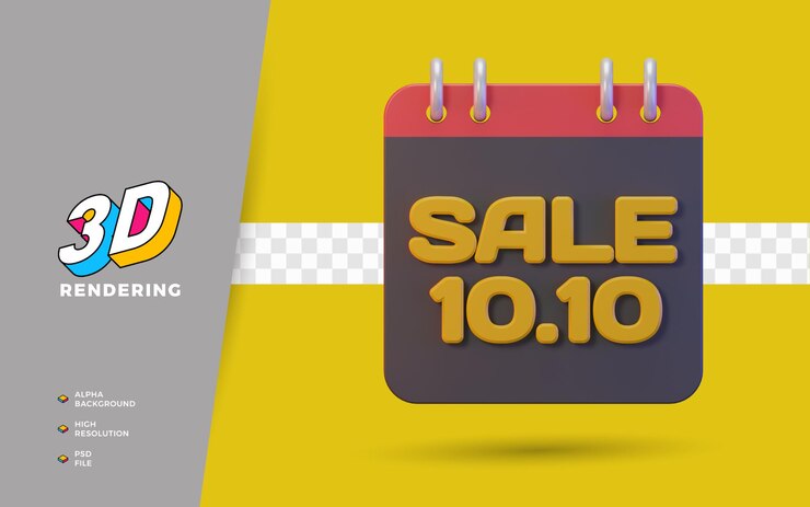 PSD 10.10 día de compras promoción de venta de descuento objeto de renderizado 3d